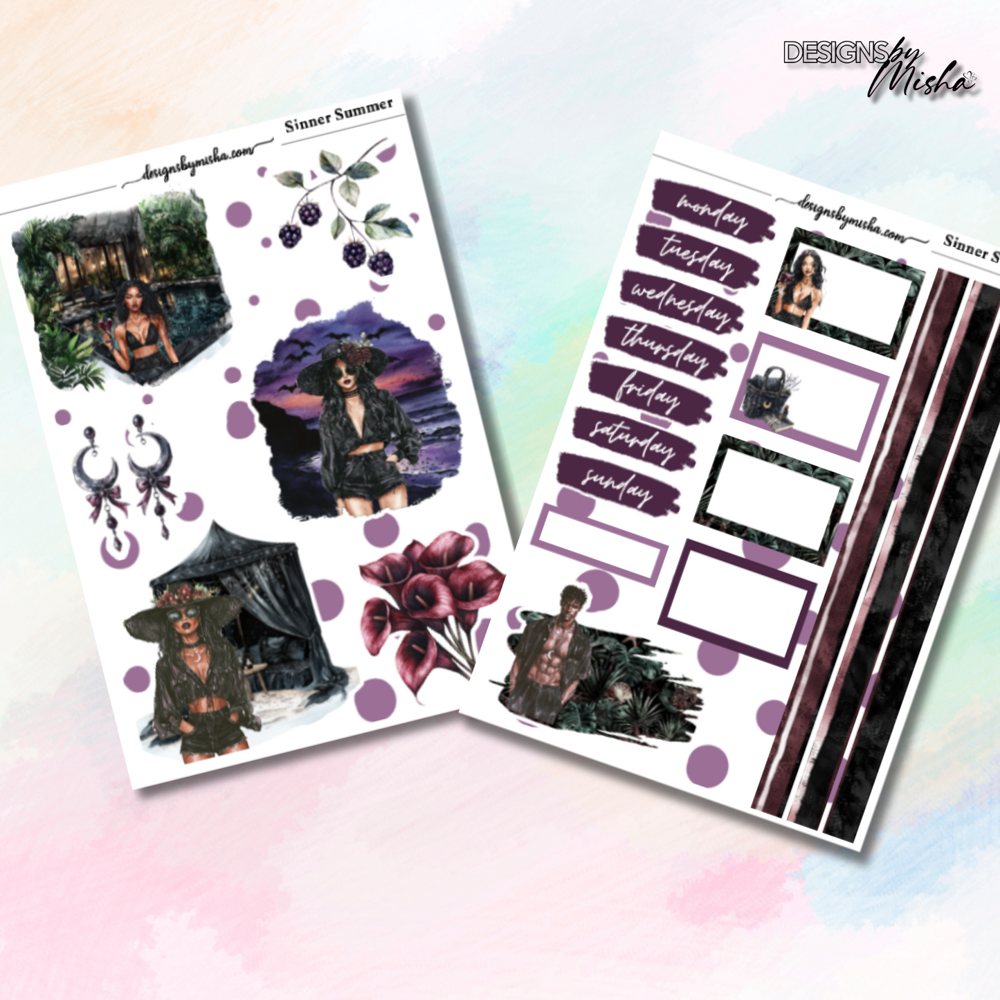 Dark Summer Journal Stickers