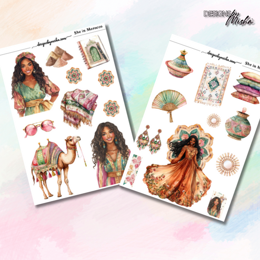 She in Morocco Journal Stickers