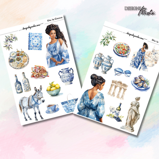 She in Greece Journal Stickers