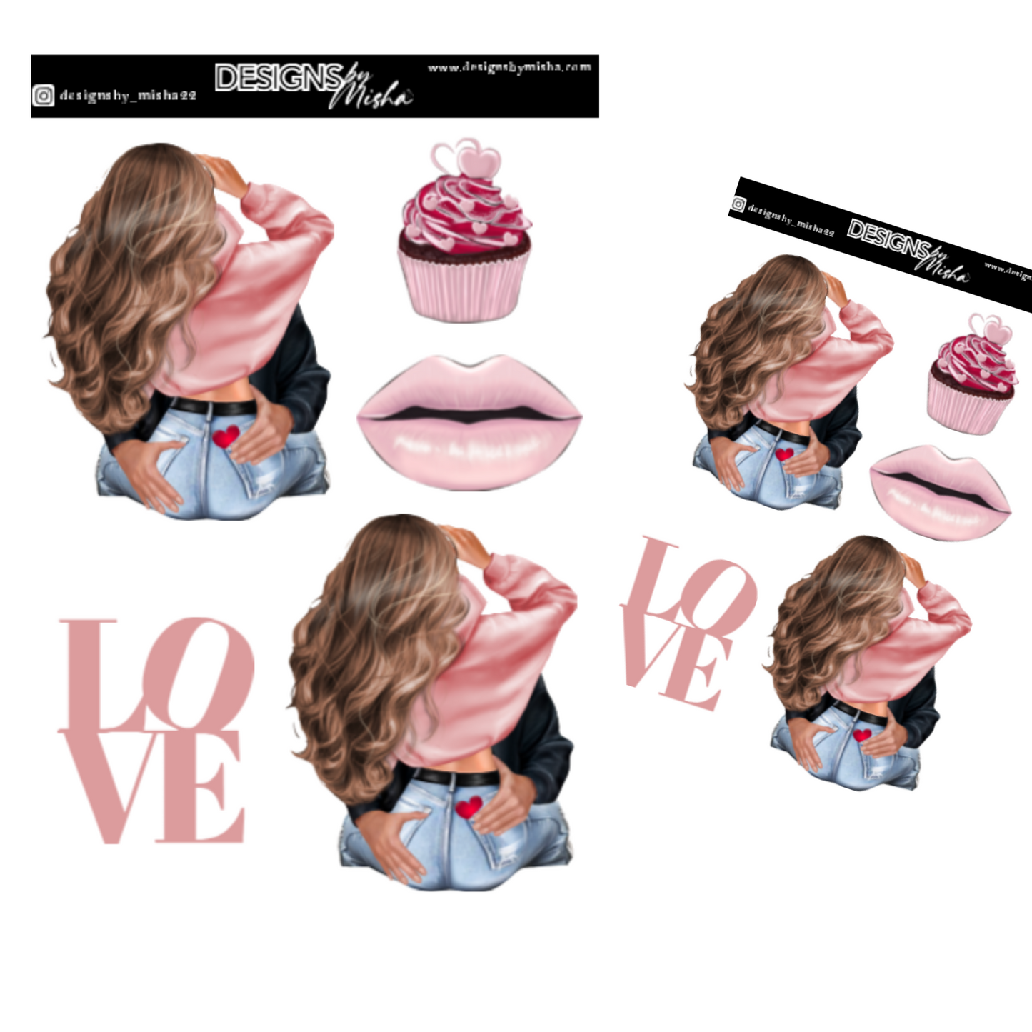 Pink Couple Sticker Sheet