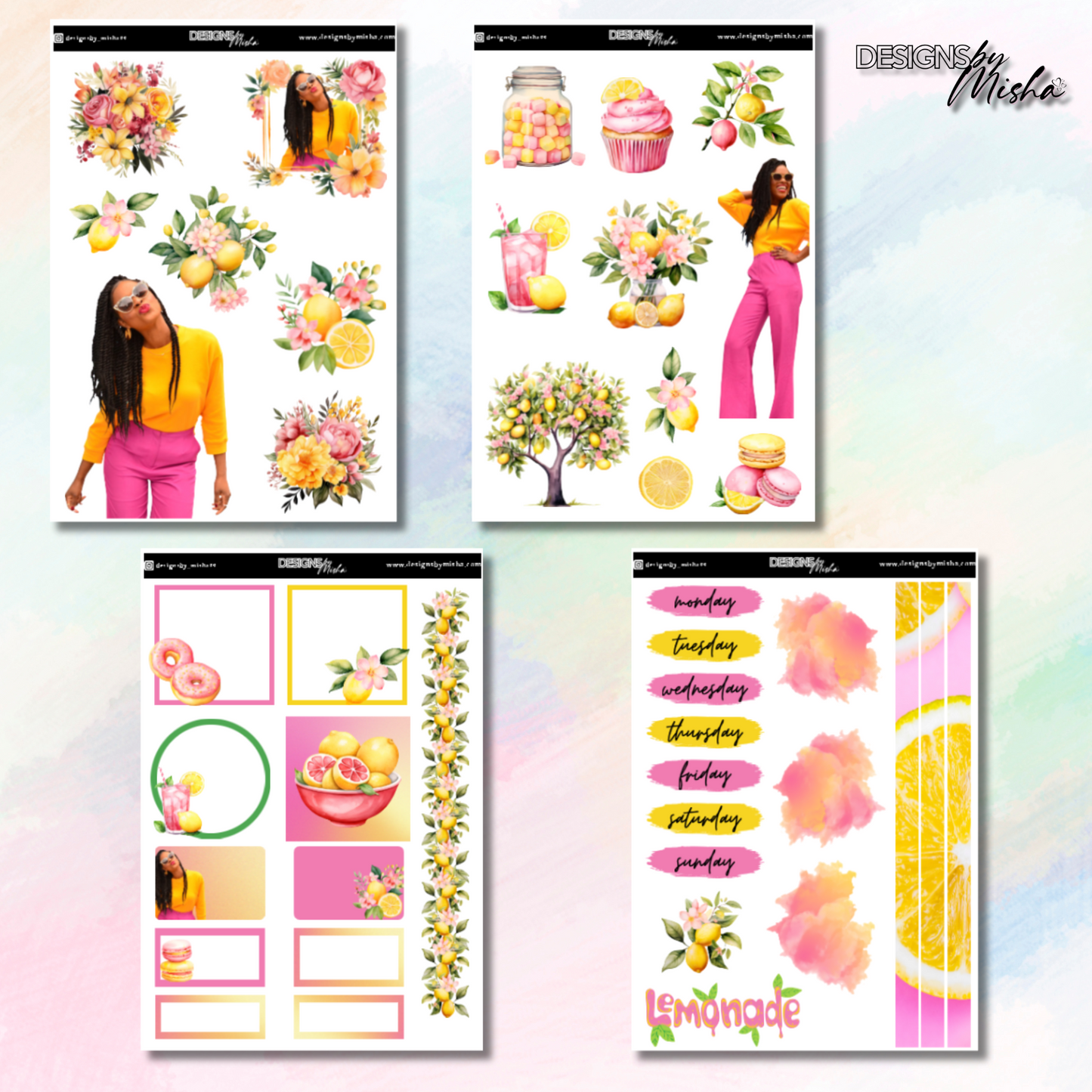 Pink Lemonade Decorative Weekly Stickers