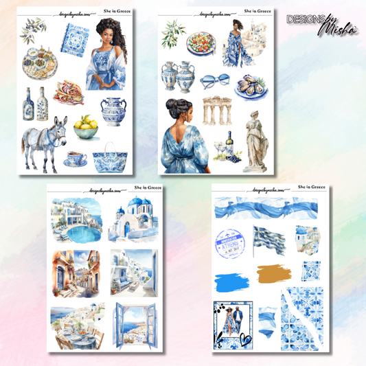 She in Greece Journal Stickers