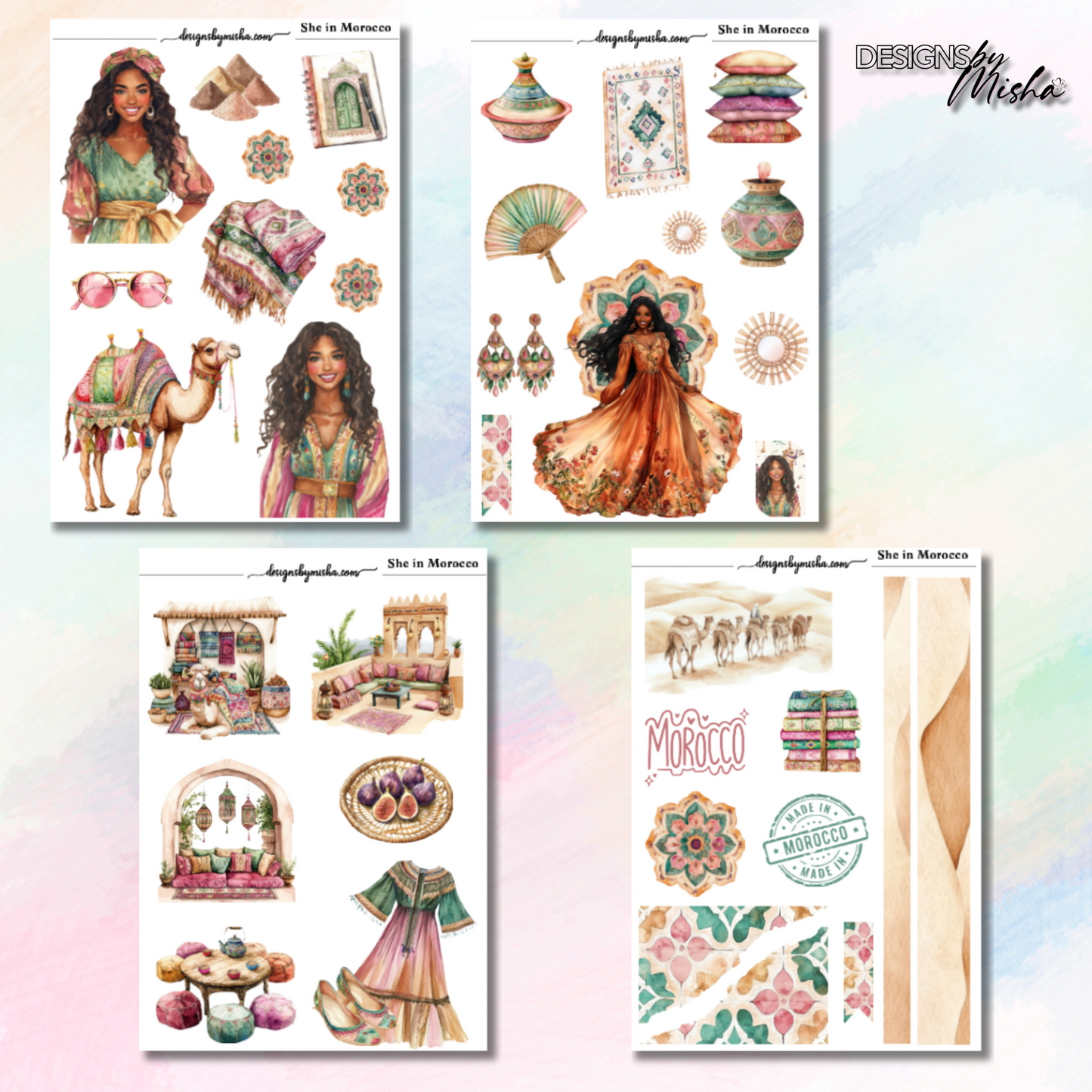 She in Morocco Journal Stickers