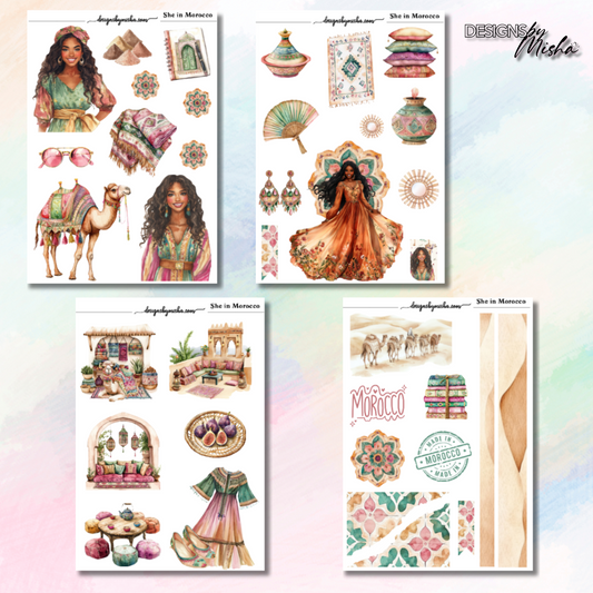 She in Morocco Journal Stickers