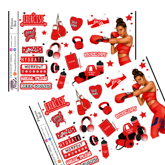 Red and White Fitness Stickers