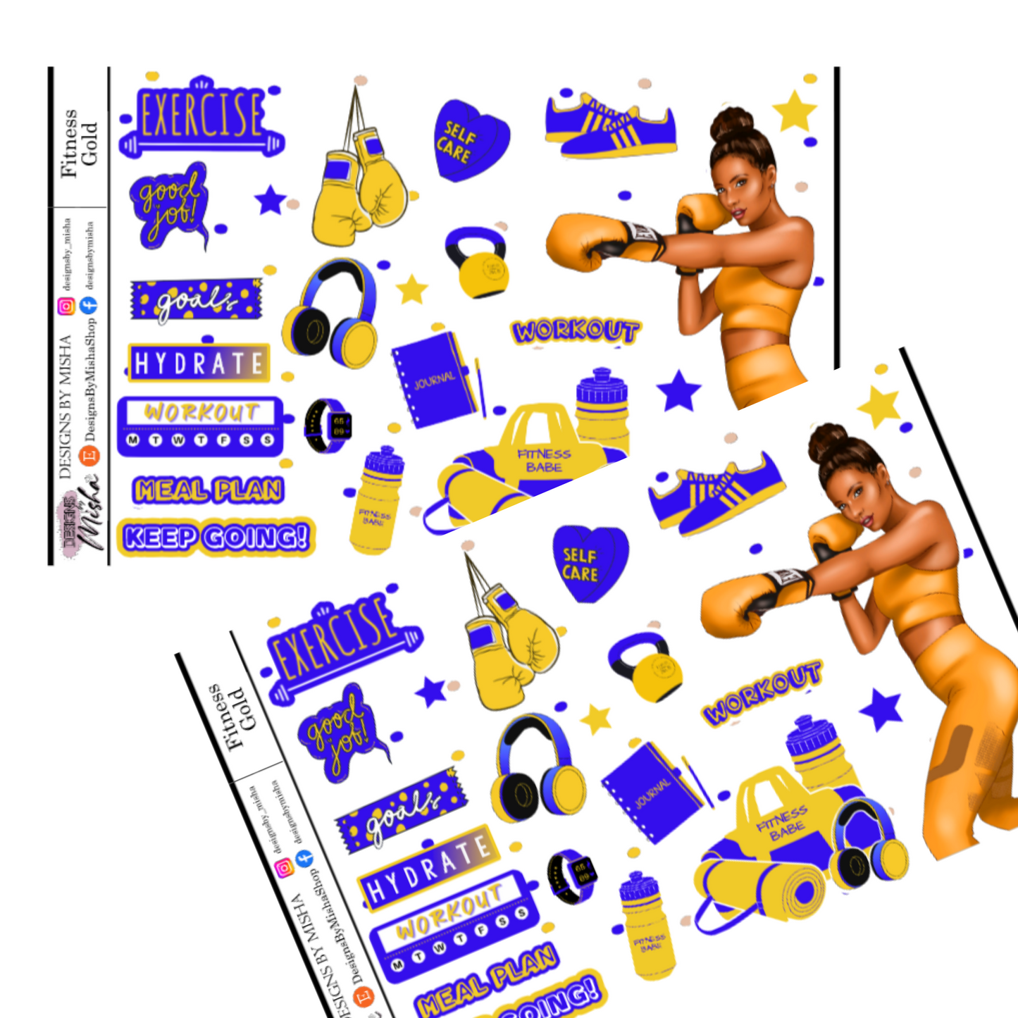 Blue and Gold Fitness Stickers