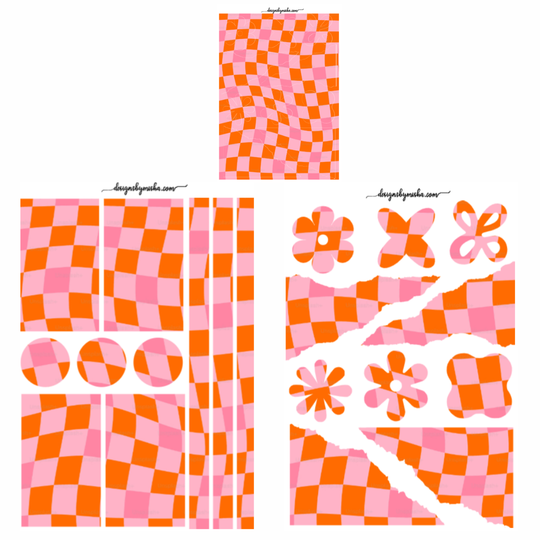 Pink & Orange Checker Deco Sheets
