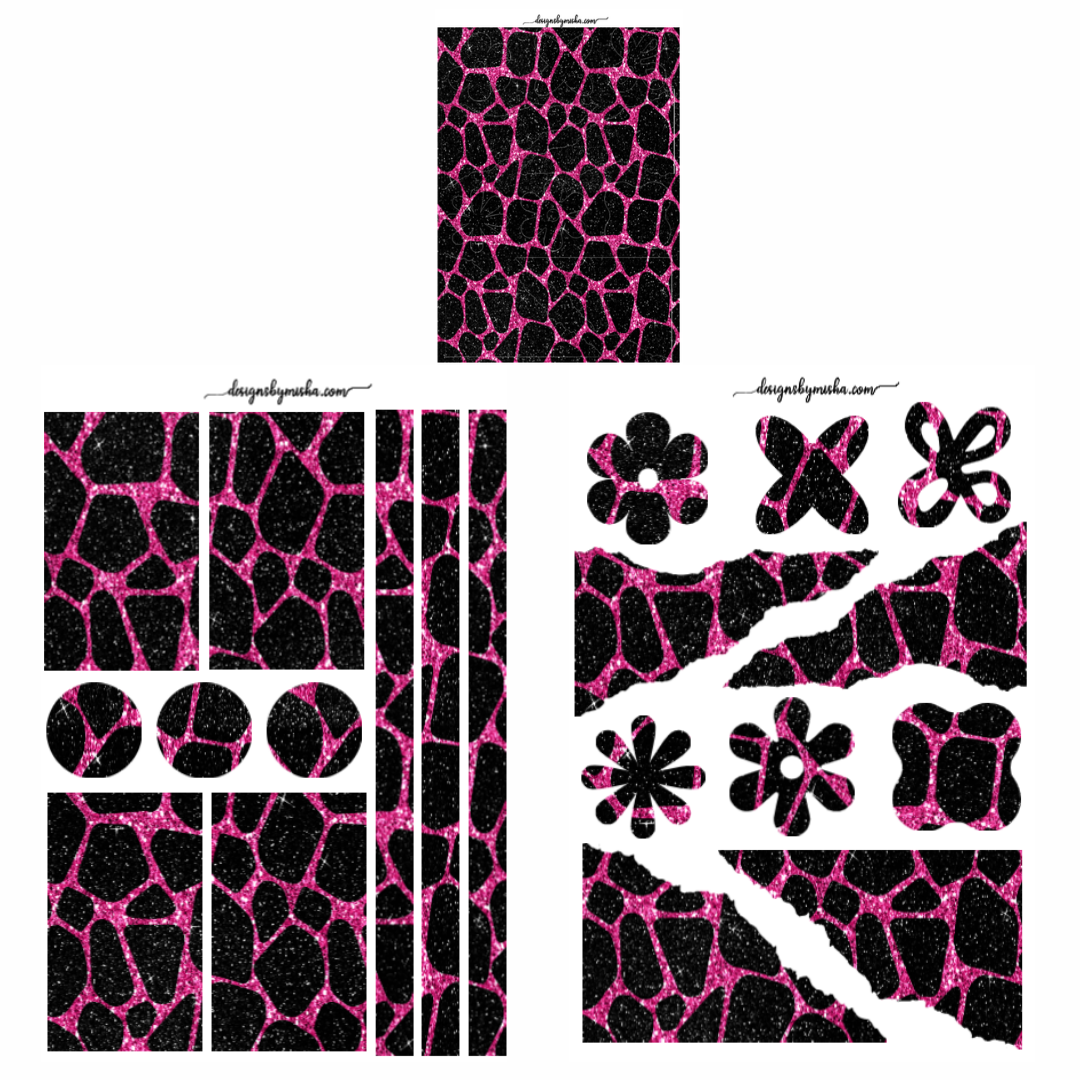 Pink & Black Glitter Deco Sheets