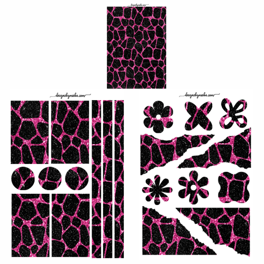 Pink & Black Glitter Deco Sheets