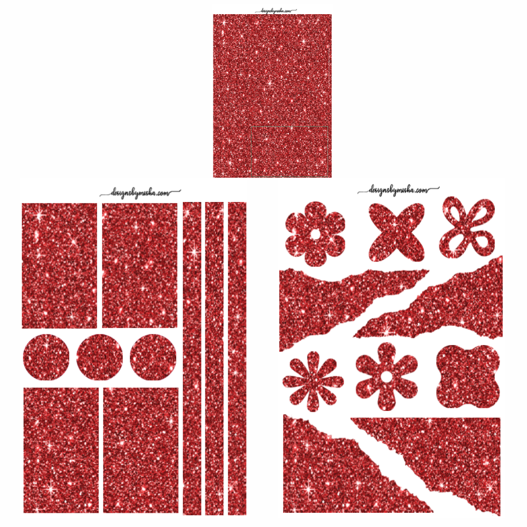 Red Glitter Deco Sheets