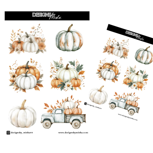 White Pumpkins Sticker Sheet