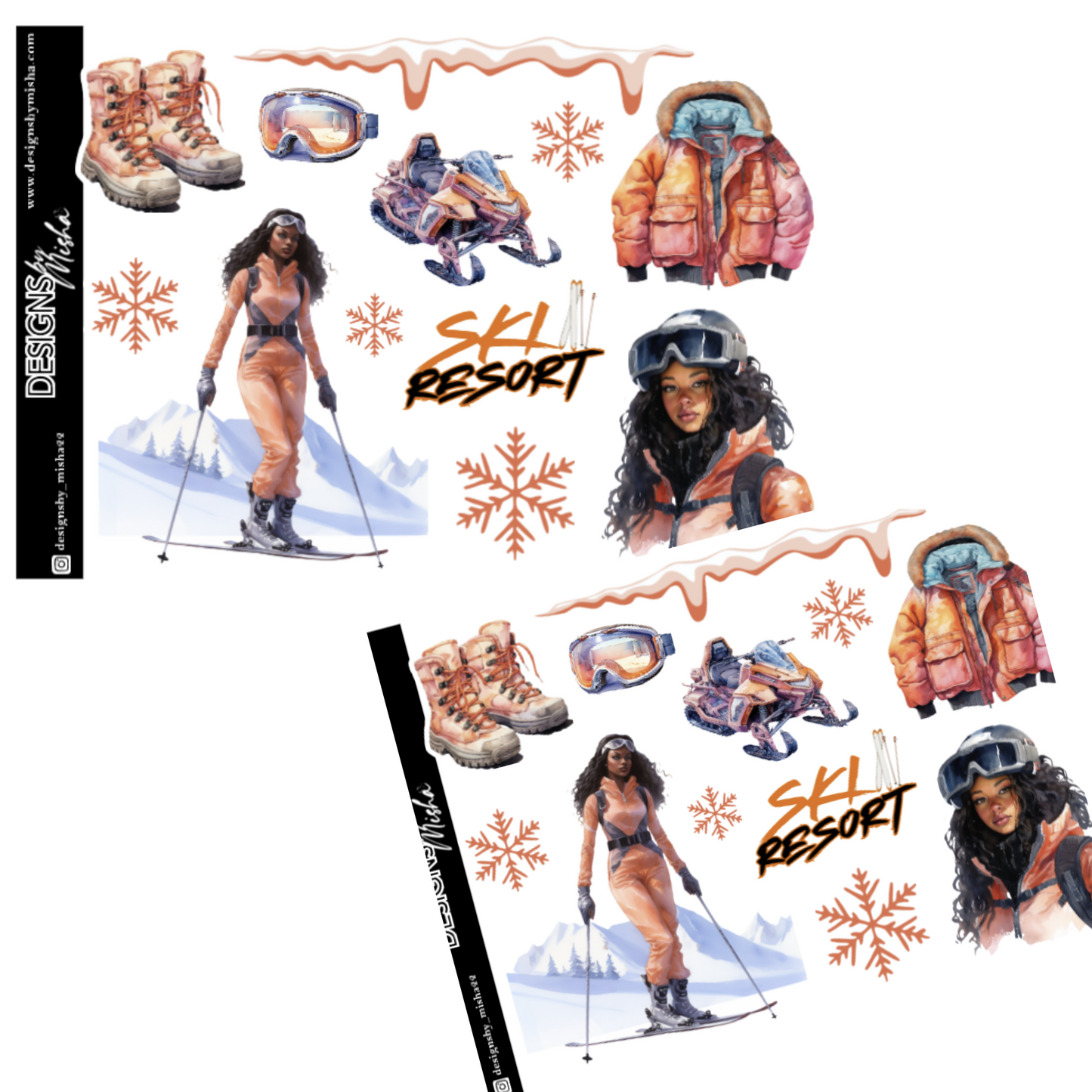 Winter Ski Girl Sticker Sheet