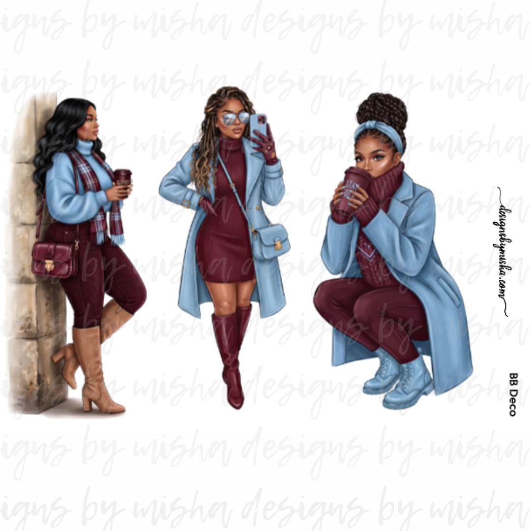 Burgundy Blues Decorative Stickers
