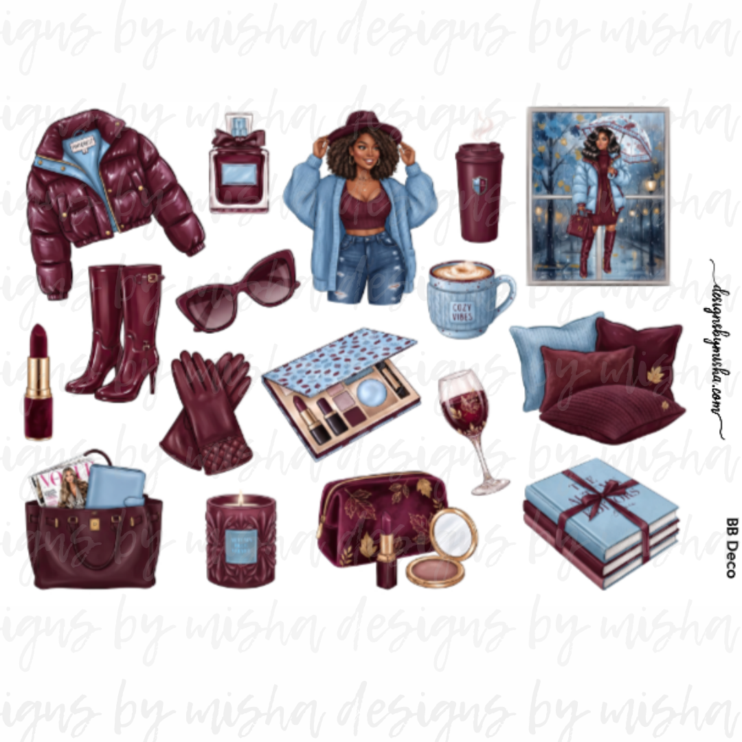 Burgundy Blues Decorative Stickers
