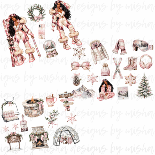Ski Girls Decorative Stickers