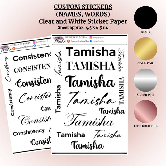 Custom Name or Word Stickers/Foiled Stickers